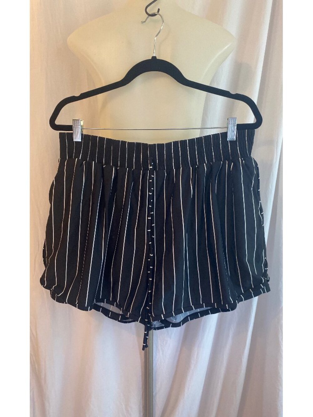 Meet.Curve Black And White Striped High Waist Swim Shorts 2XL